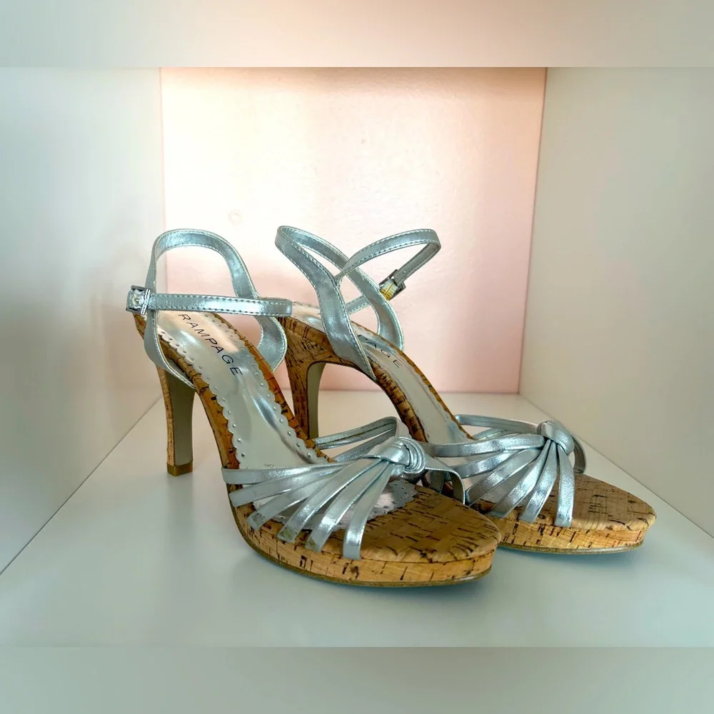 Rampage vintage Silver Strappy Heeled Sandals in size 7 1/2 M